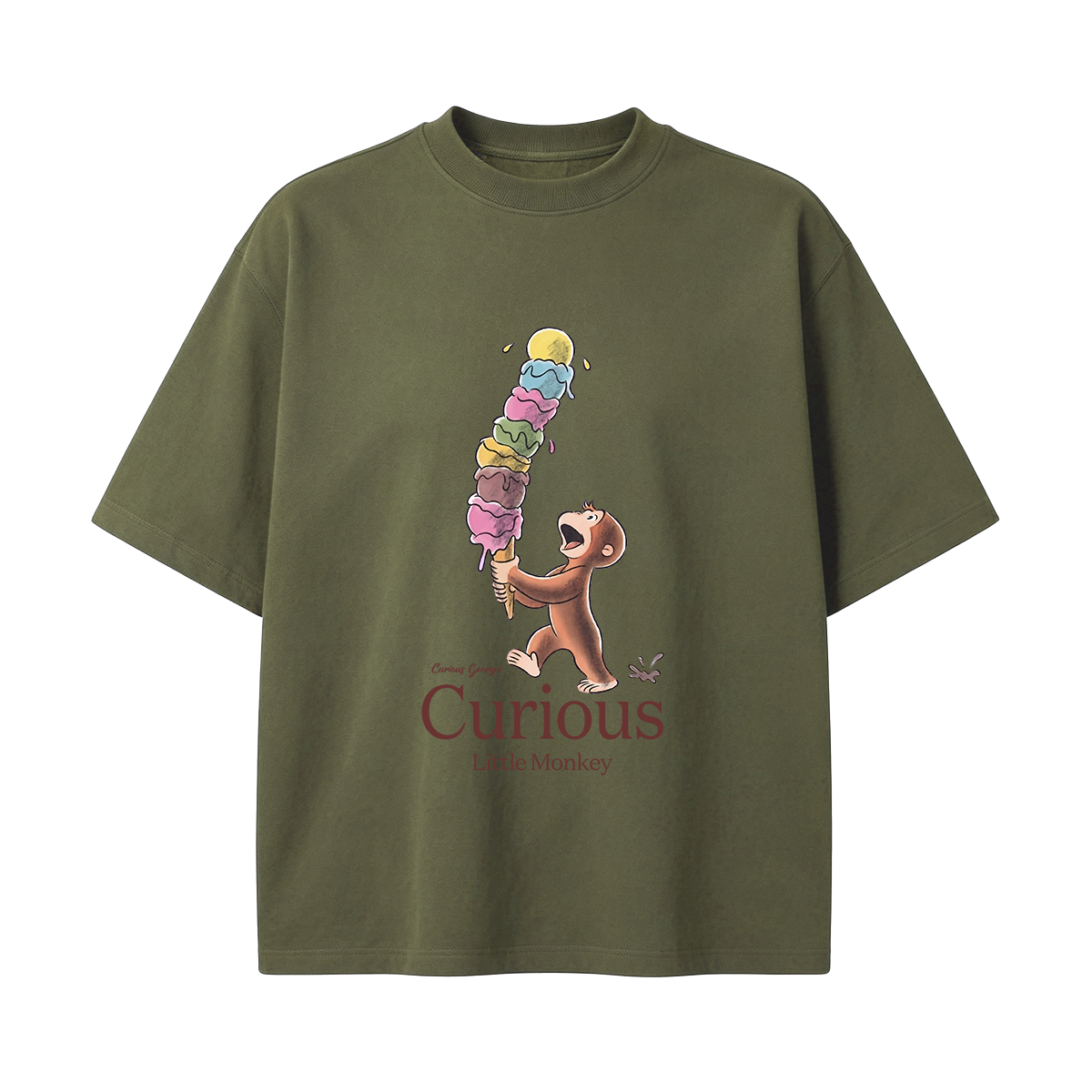 Curious George Has An Ice Cream Treat Oversized T-shirt