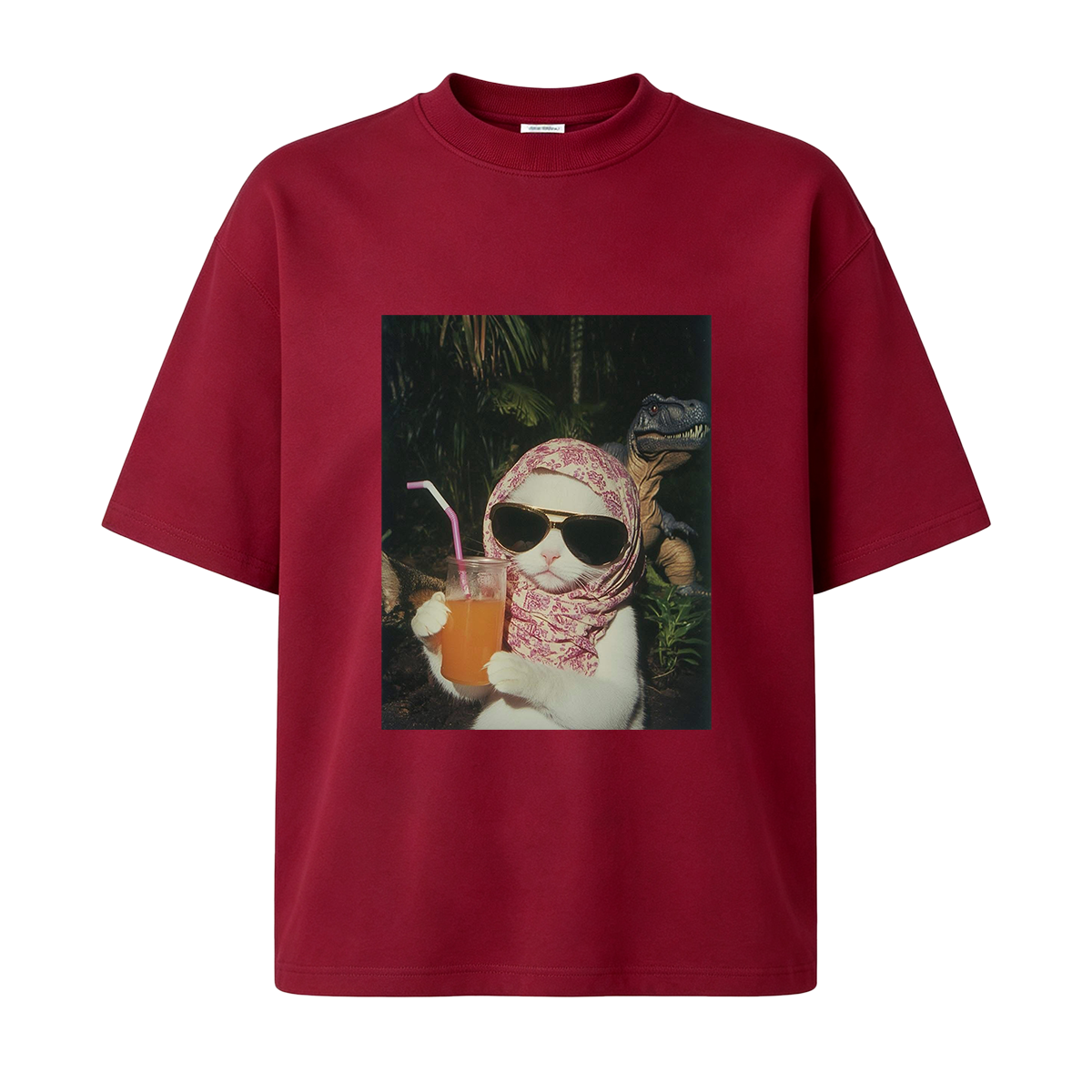 Funny Cat and Dinosaur T-shirt