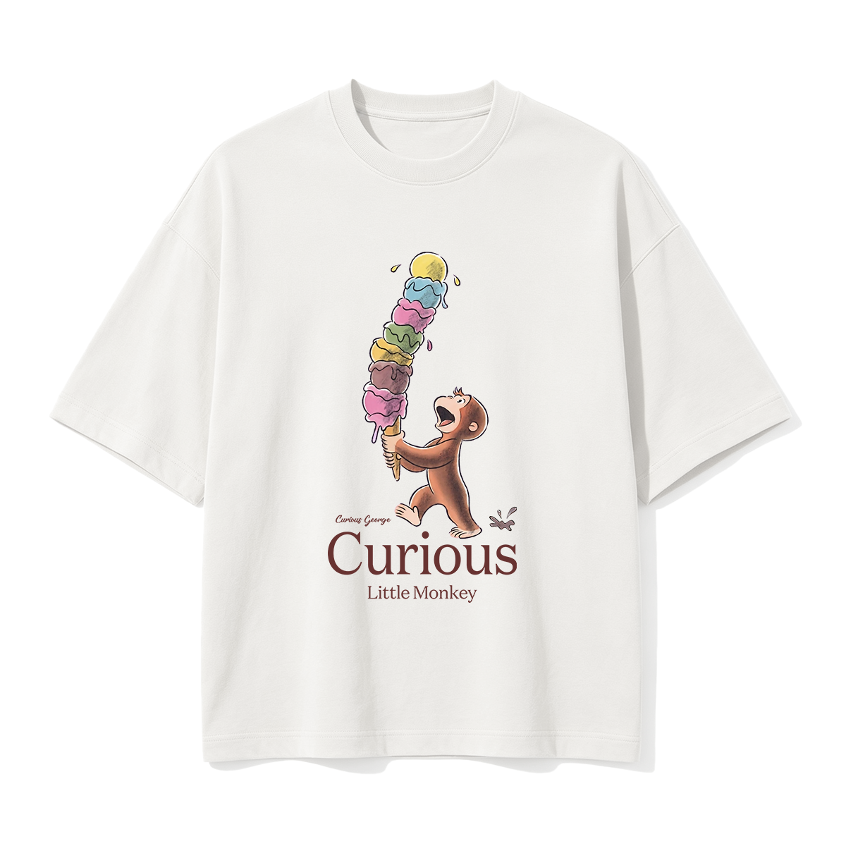 Curious George Has An Ice Cream Treat Oversized T-shirt