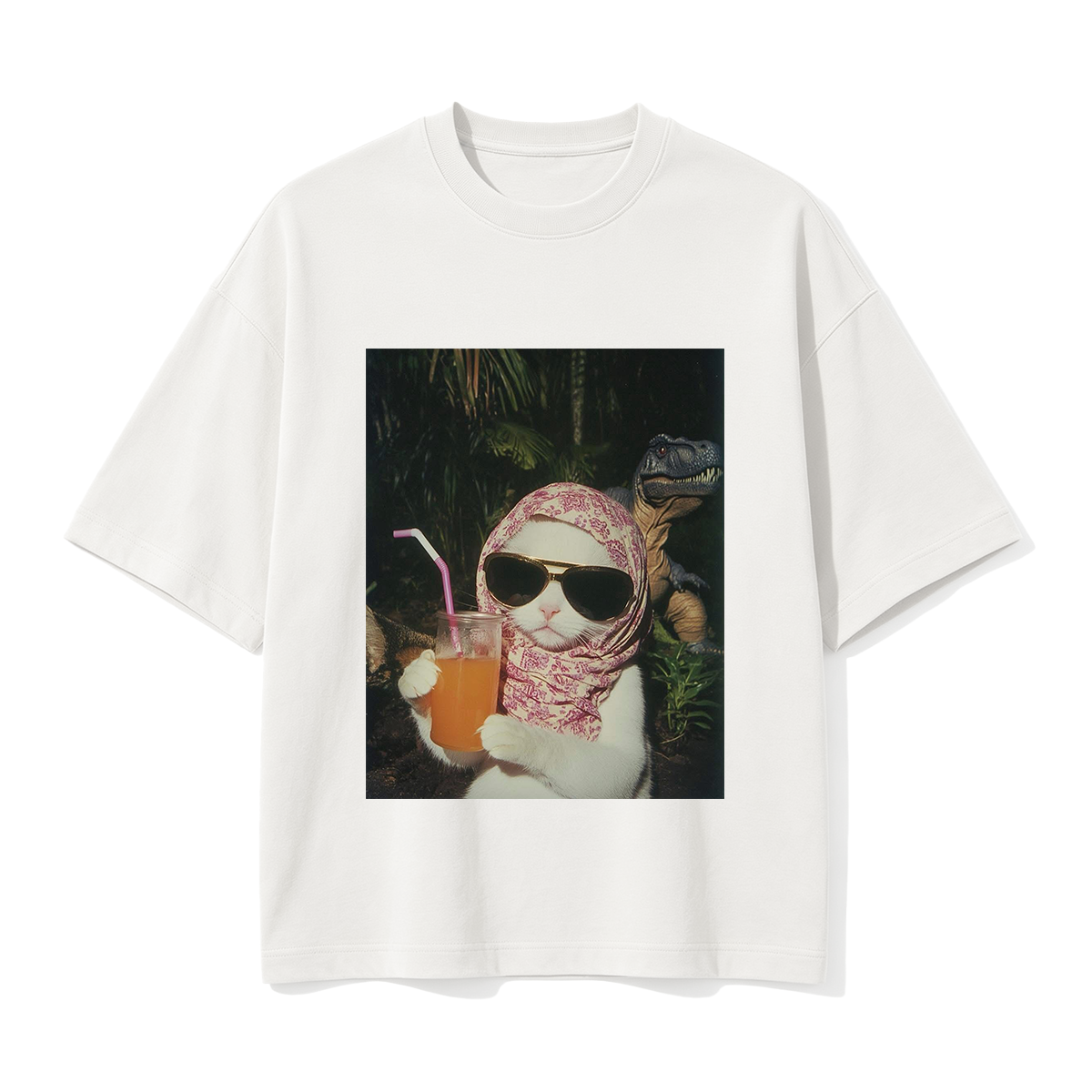 Funny Cat and Dinosaur T-shirt