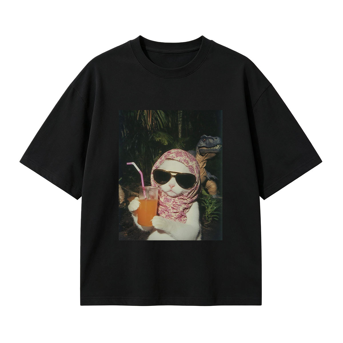 Funny Cat and Dinosaur T-shirt