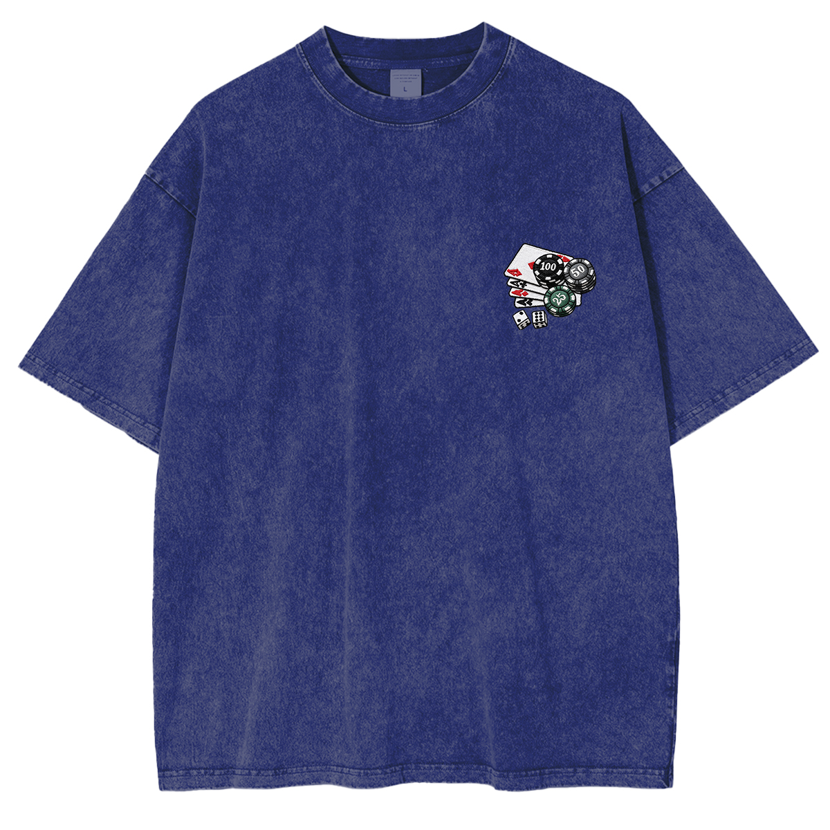 Embroidered Chips and Playing Cards Washed T-shirt