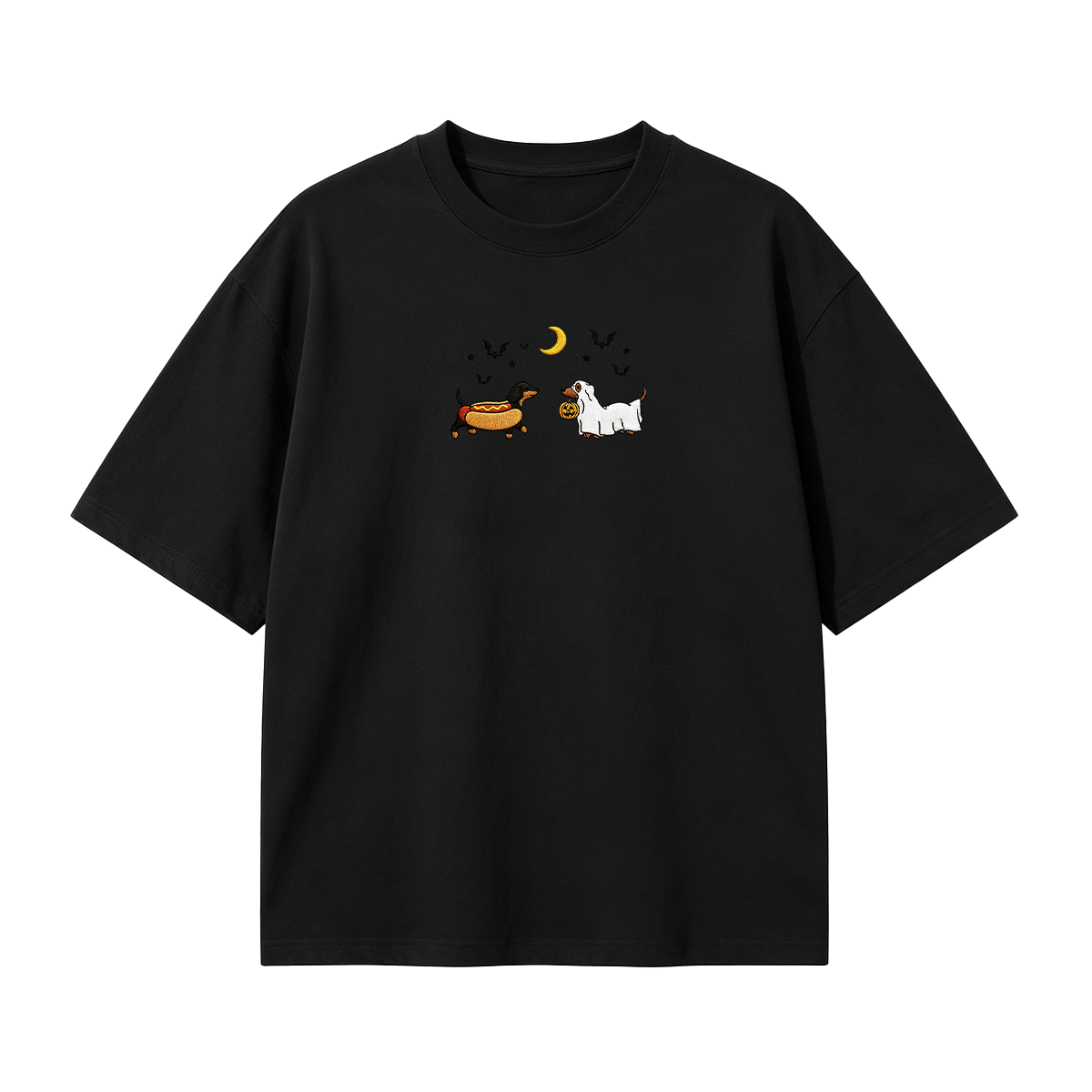 Embroidered Halloween Black and Brown & Brown Dachshunds Spooky Season  T-shirt