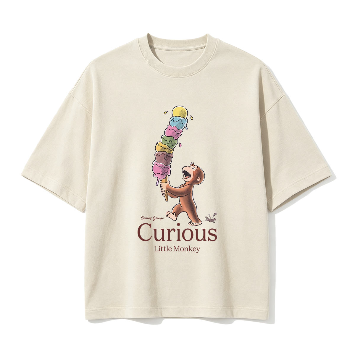 Curious George Has An Ice Cream Treat Oversized T-shirt