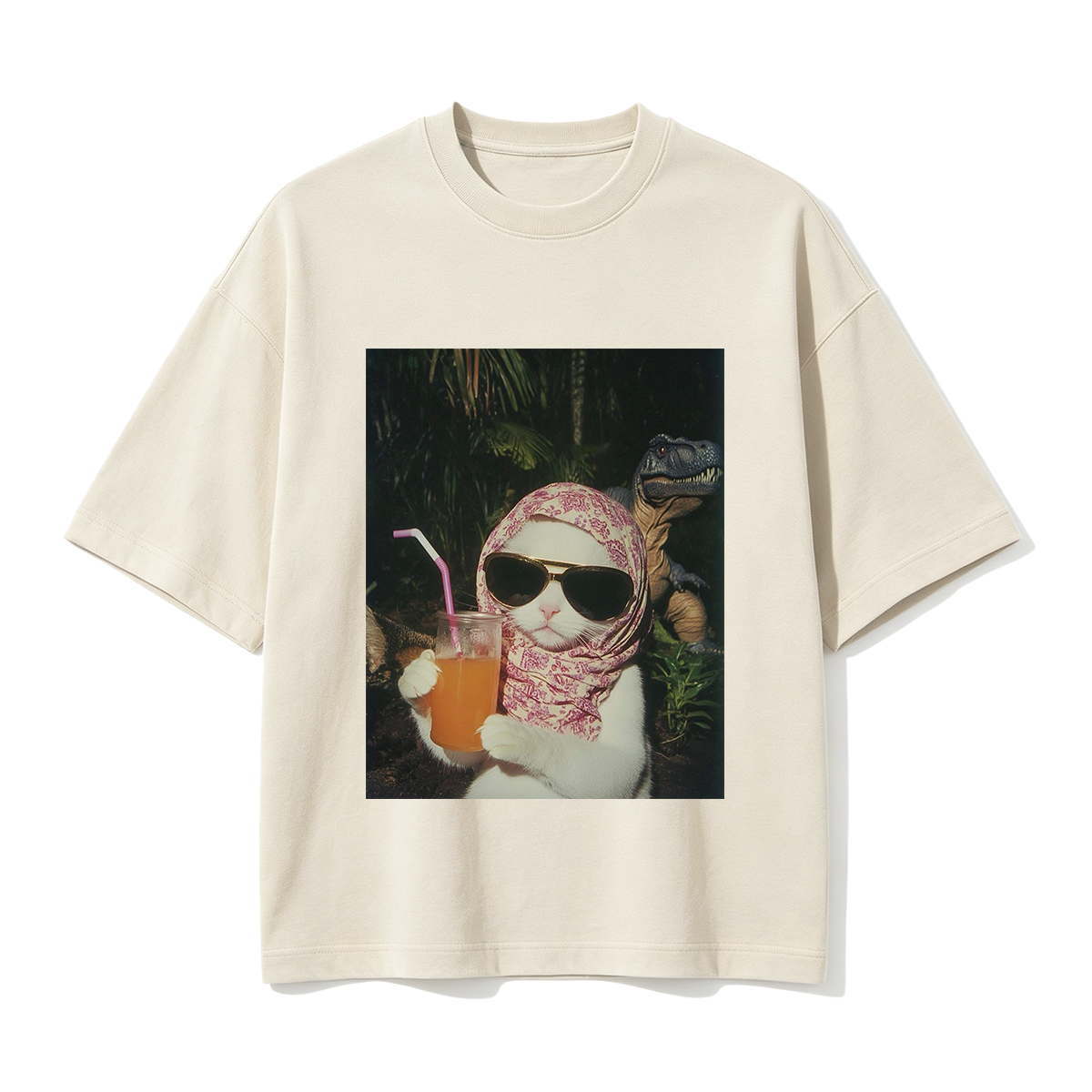 Funny Cat and Dinosaur T-shirt