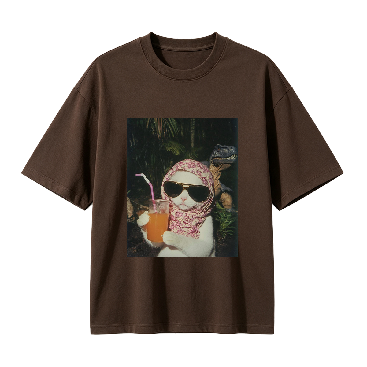 Funny Cat and Dinosaur T-shirt