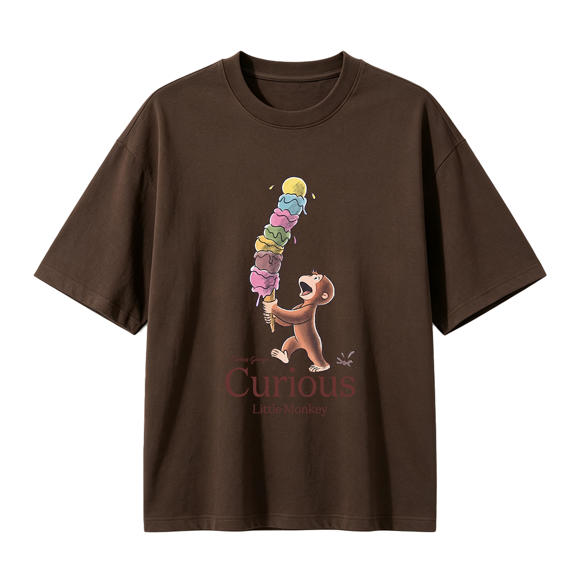 Curious George Has An Ice Cream Treat Oversized T-shirt