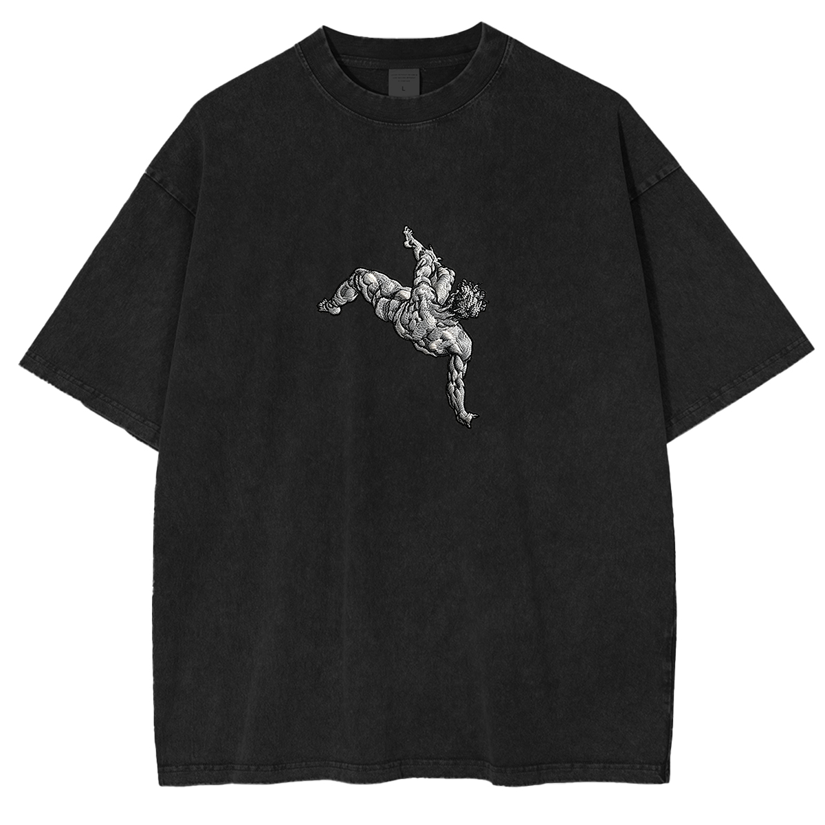 Embroidered  art THE FALL OF PHAETON Washed T-shirt