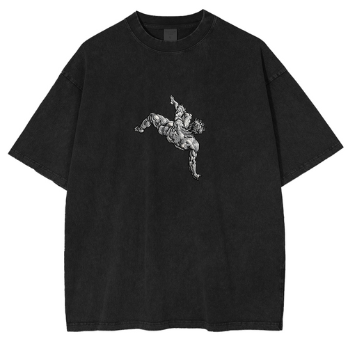Embroidered  art THE FALL OF PHAETON Washed T-shirt