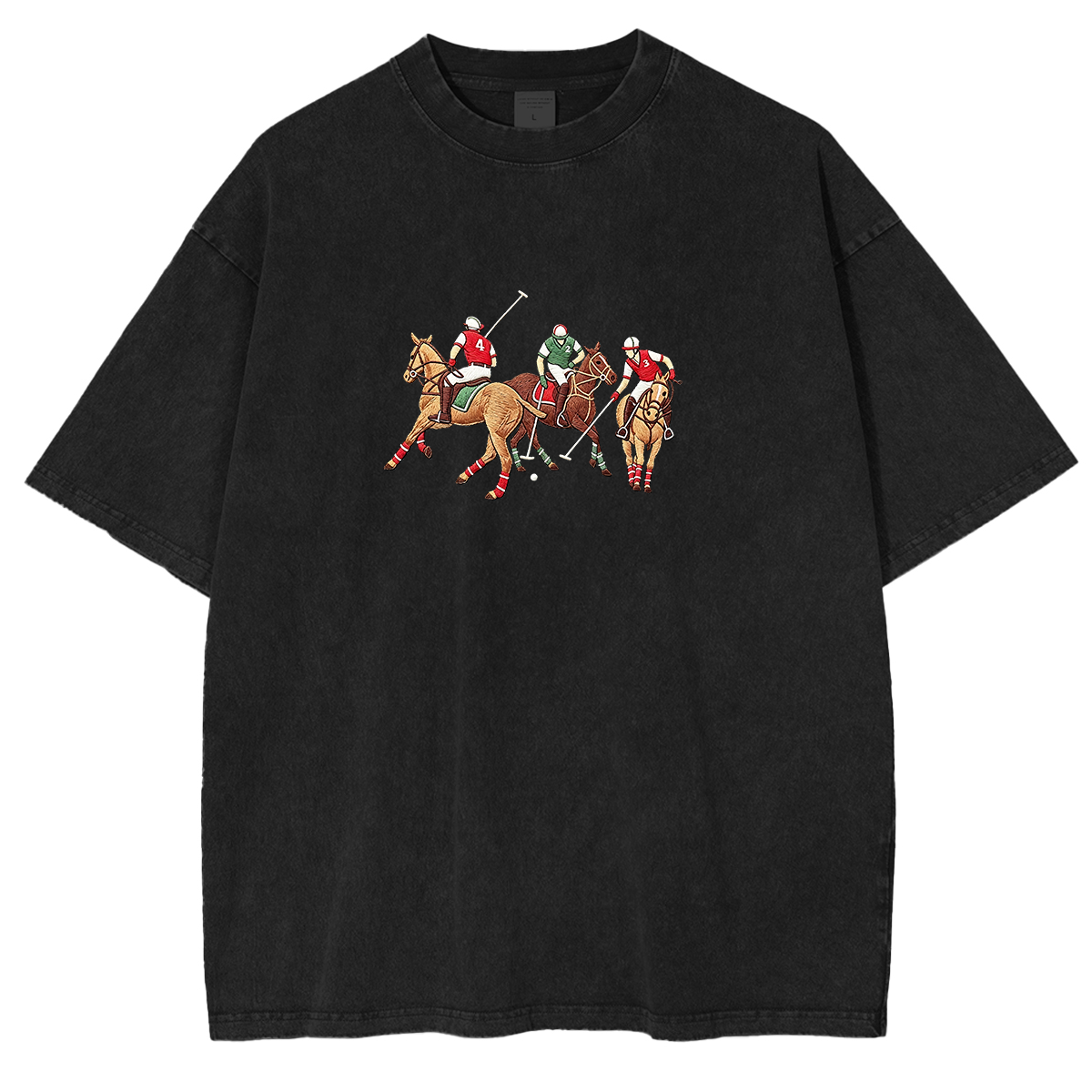 Embroidered POLO  Washed T-shirt