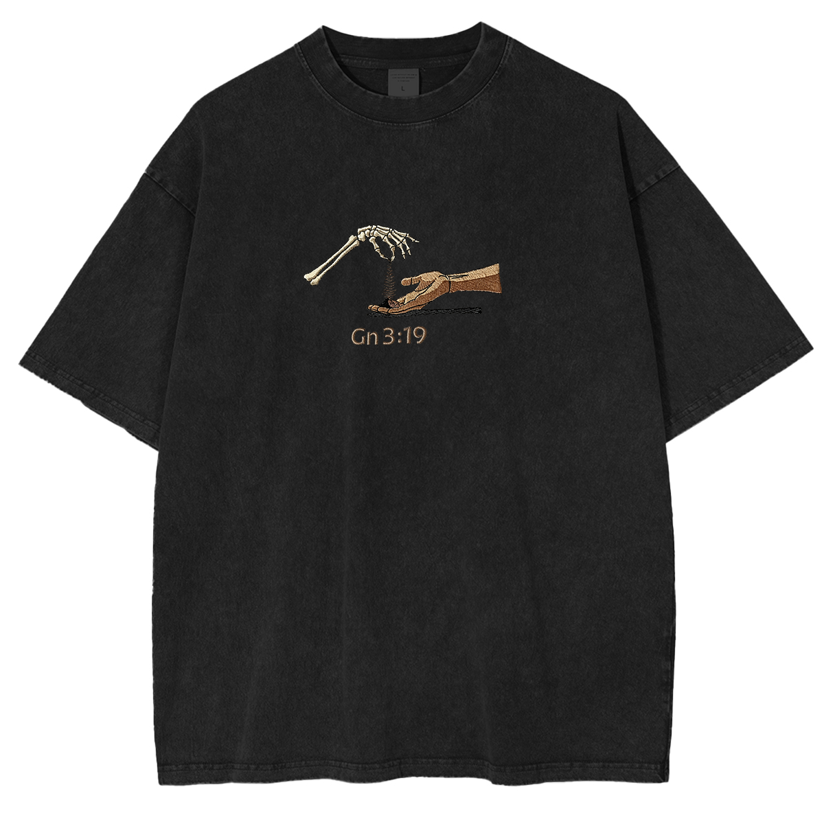 Embroidered The Significance of Genesis 3:19 in Christian Fashion Washed T-shirt