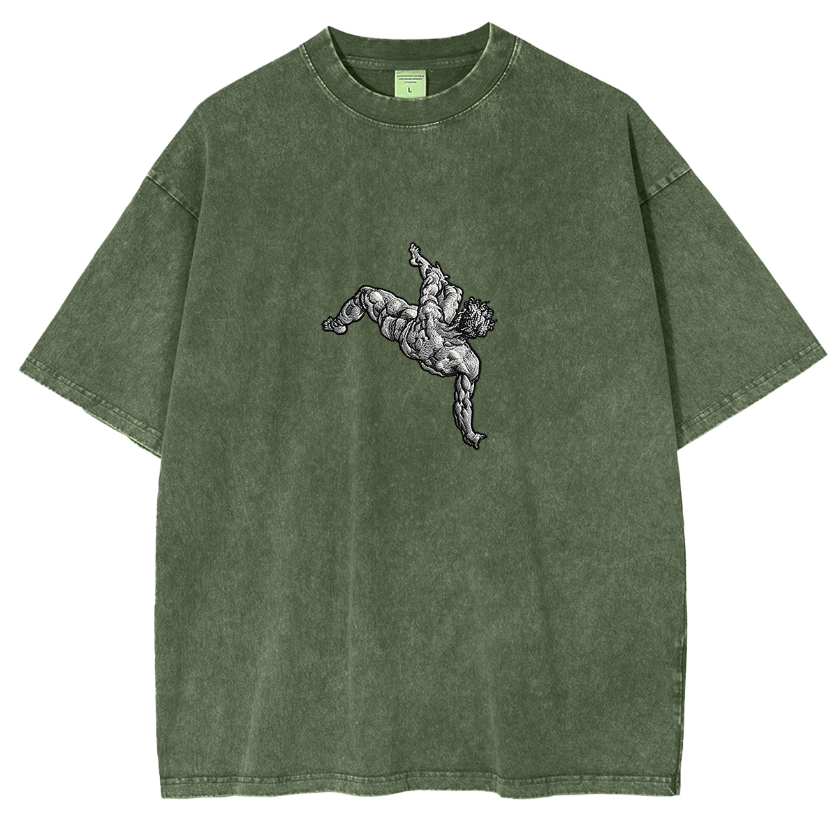 Embroidered  art THE FALL OF PHAETON Washed T-shirt