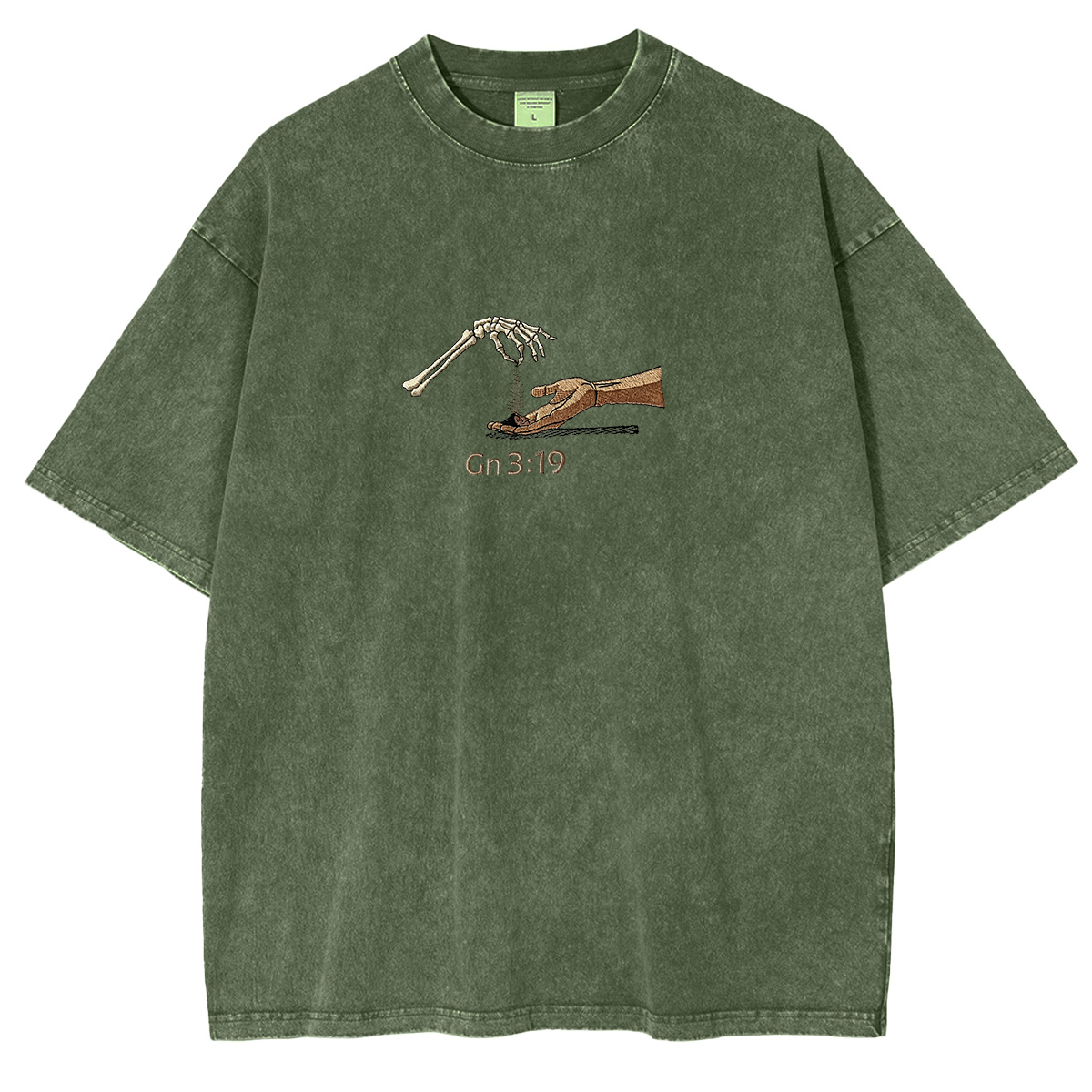 Embroidered The Significance of Genesis 3:19 in Christian Fashion Washed T-shirt