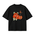Halloween Screaming Black Cat And Pumpkins T-shirt