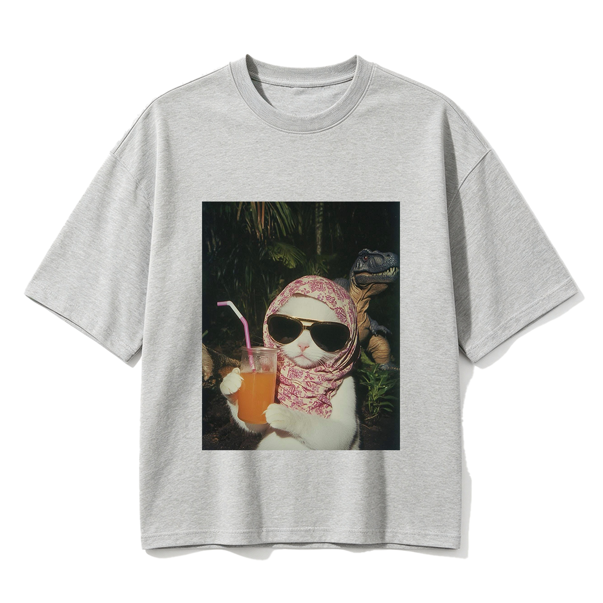 Funny Cat and Dinosaur T-shirt