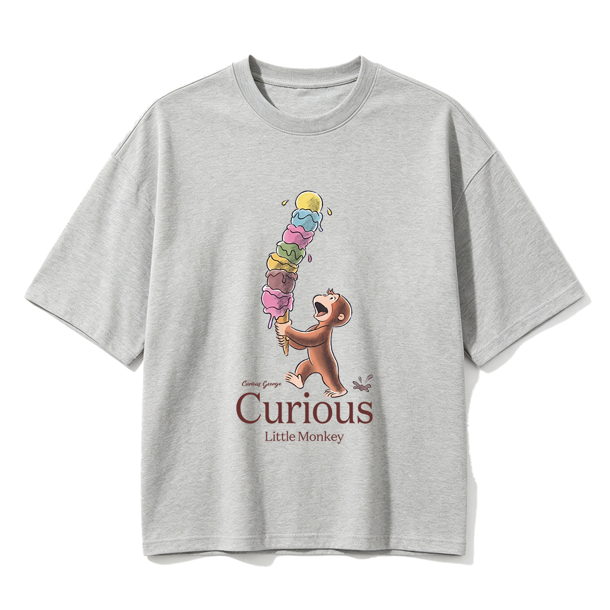 Curious George Has An Ice Cream Treat Oversized T-shirt