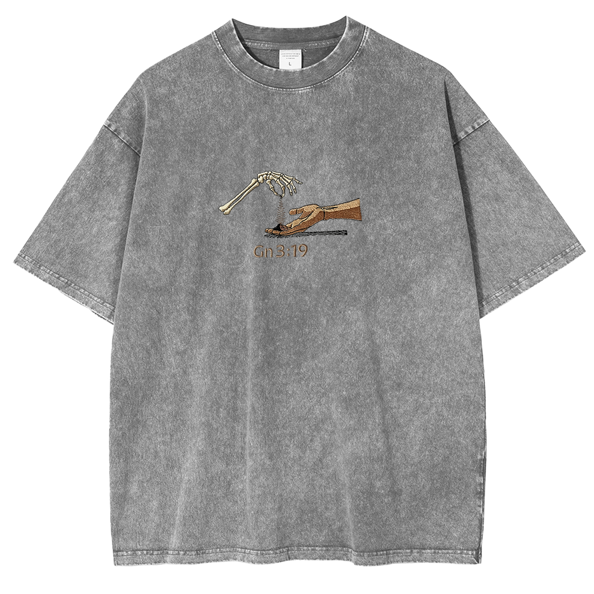 Embroidered The Significance of Genesis 3:19 in Christian Fashion Washed T-shirt