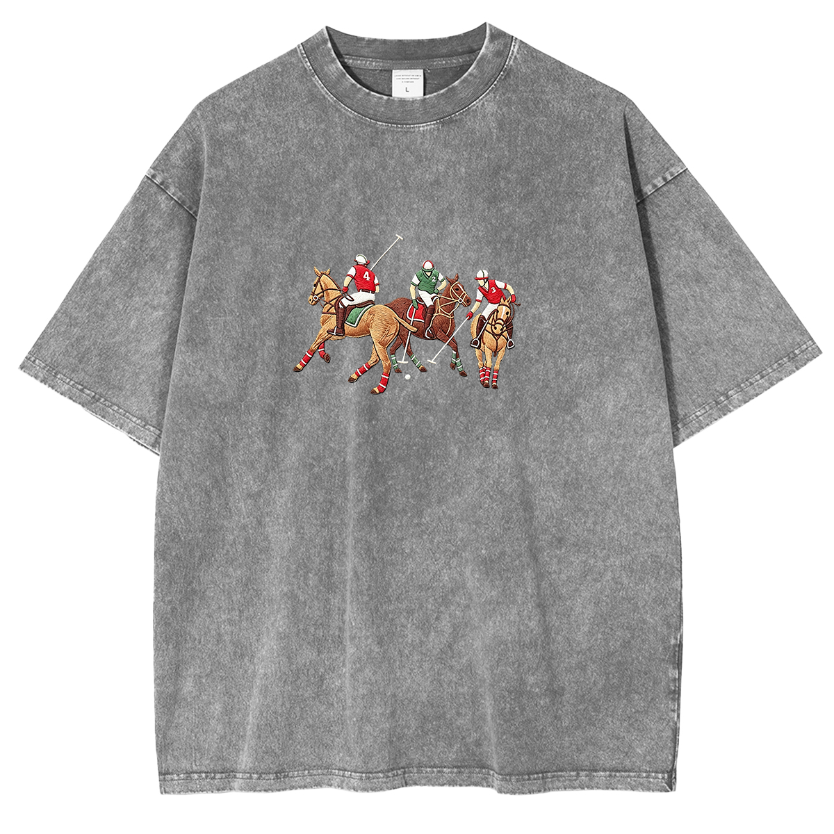 Embroidered POLO  Washed T-shirt