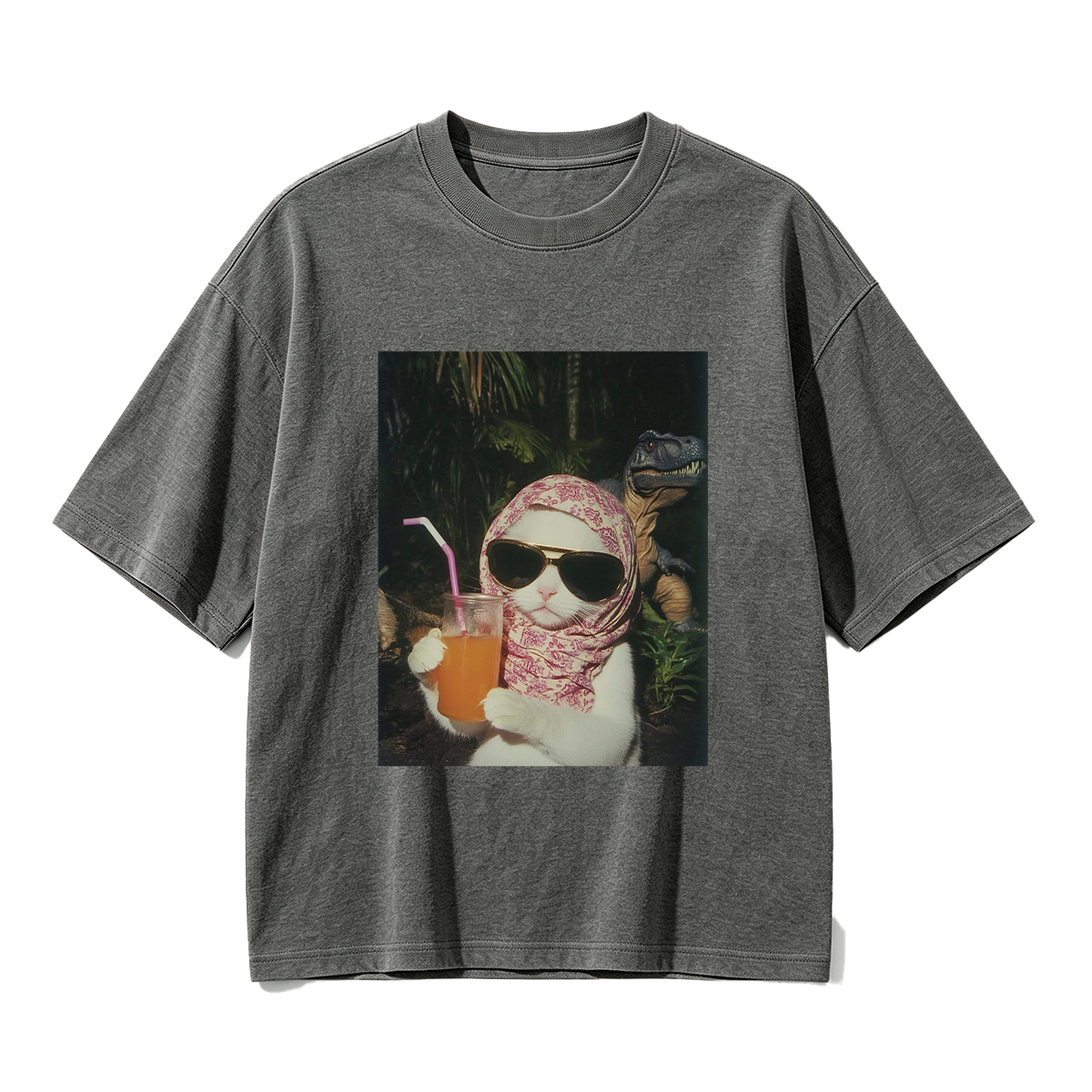 Funny Cat and Dinosaur T-shirt