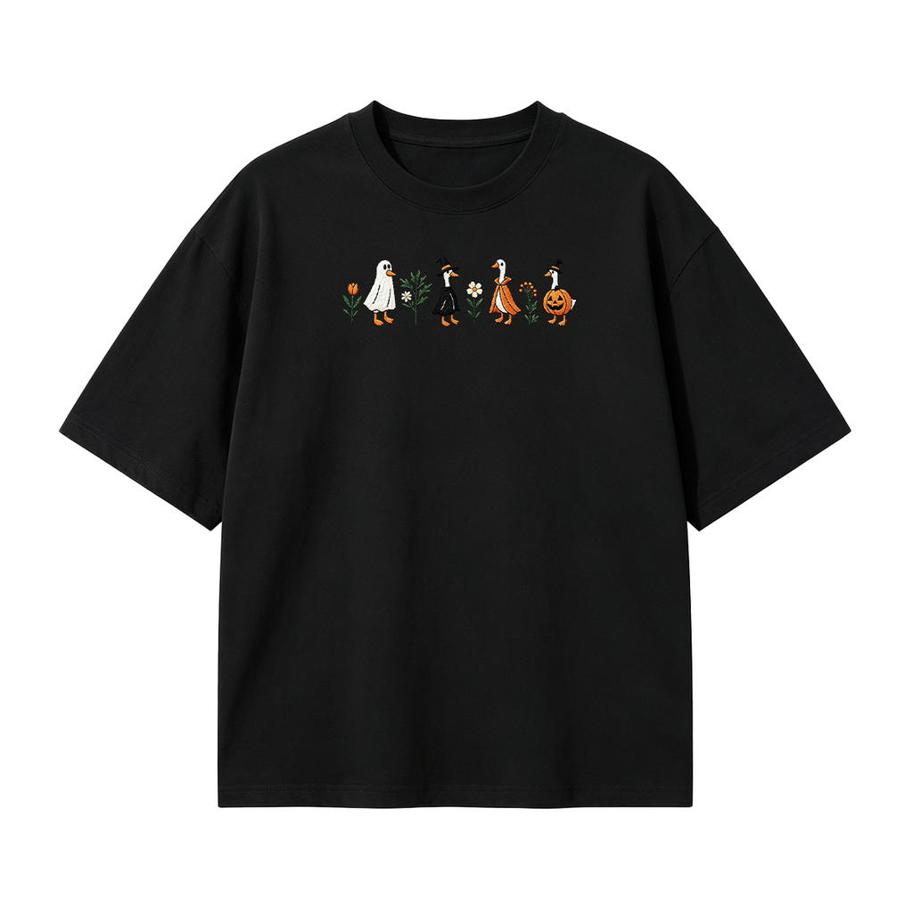 Embroidered Spooky Goose Halloween T-shirt