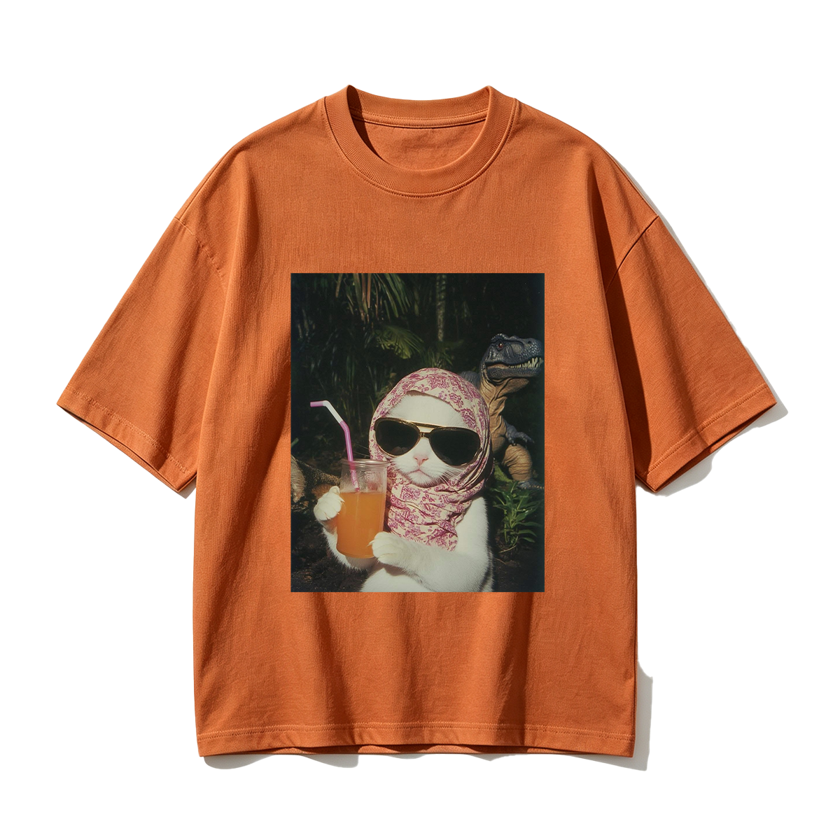 Funny Cat and Dinosaur T-shirt