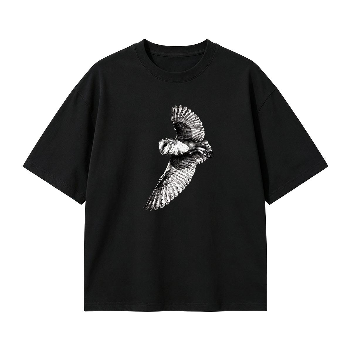 Barn Owl Pencil Sketch Oversized T-shirt