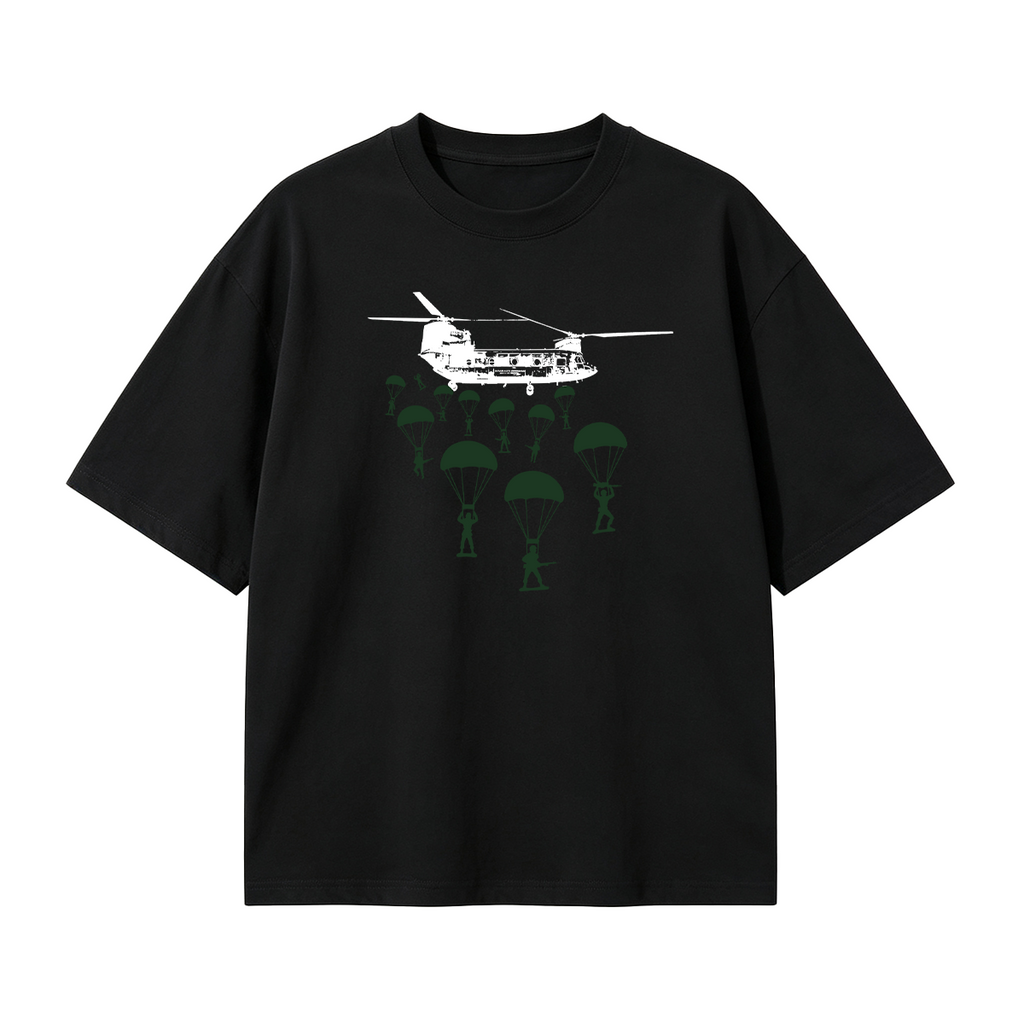 Paratroopers With Chinook Helicopter Oversized T-shirt