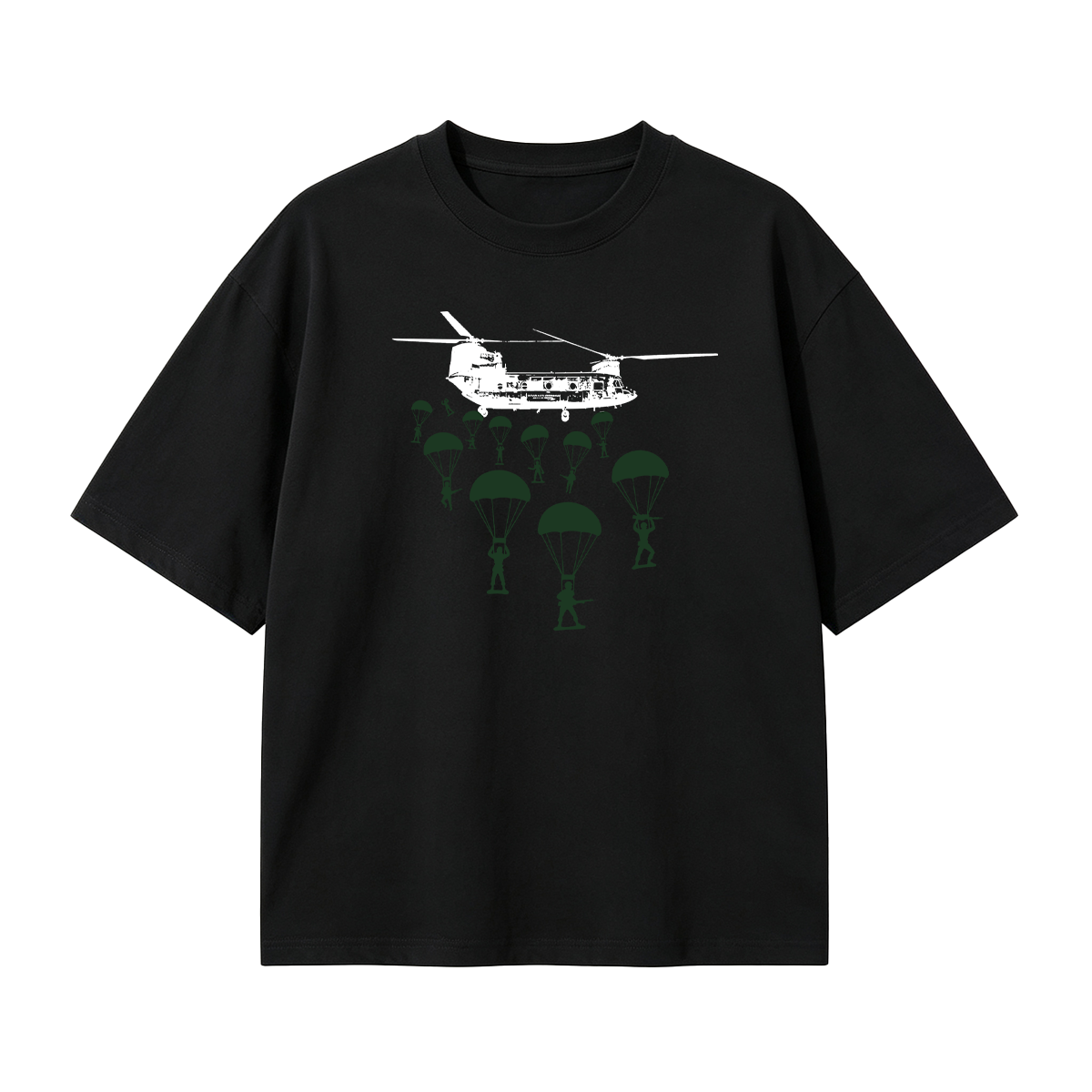 Paratroopers With Chinook Helicopter Oversized T-shirt