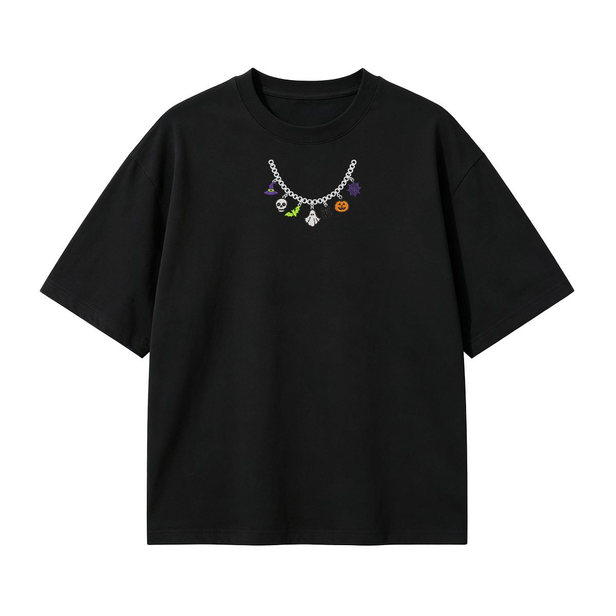 Spooky Season Necklace Charms Embroidered Halloween  T-shirt