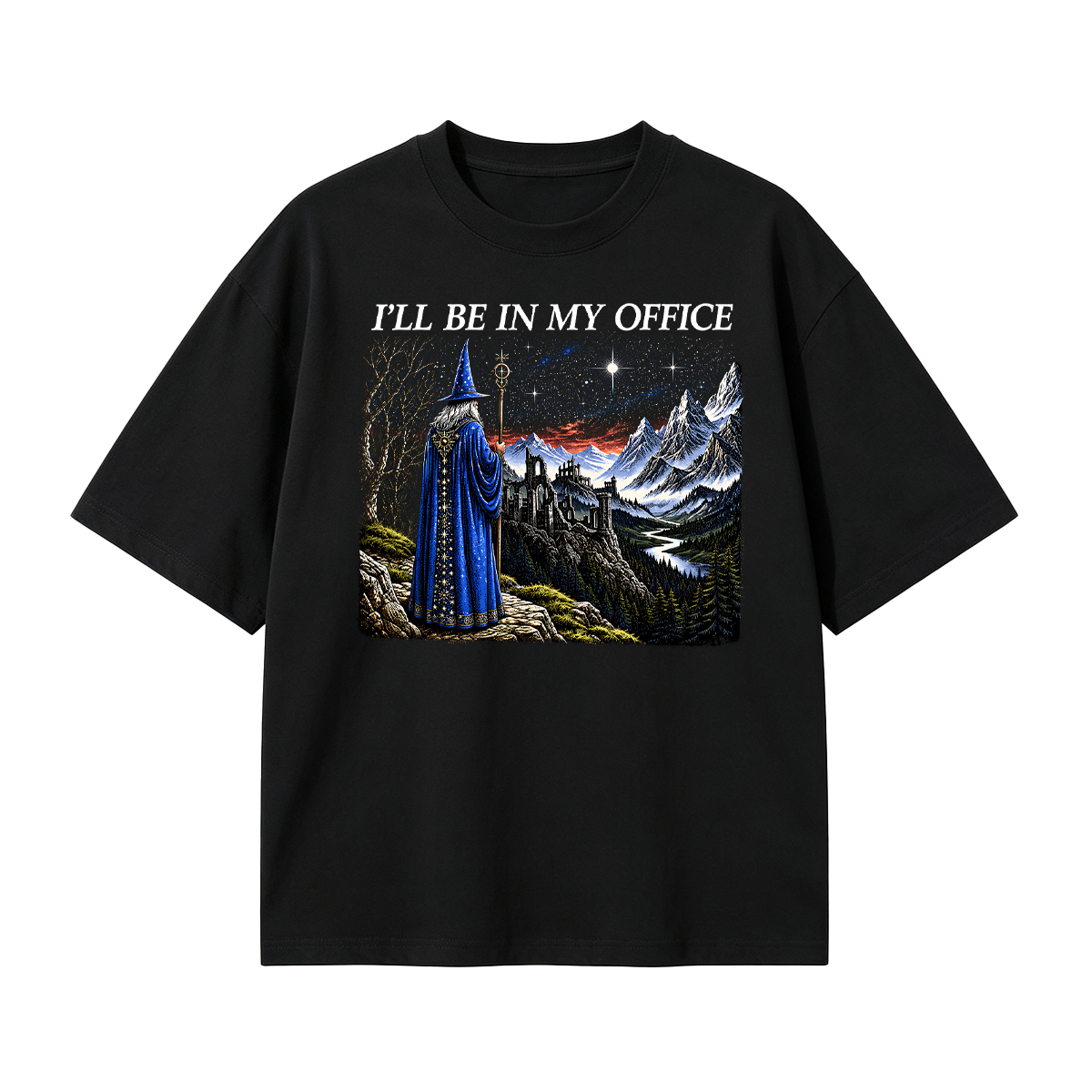 I'll Be In My Office Funny Wizard Fantasy Magic Oversized T-shirt