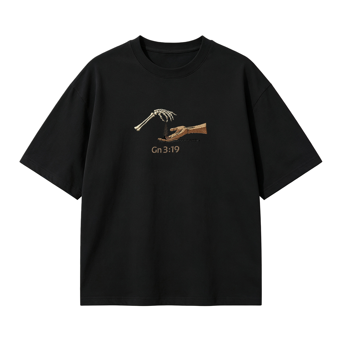Embroidered  The Significance of Genesis 3:19 in Christian Fashion T-shirt