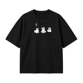 3 Ghost Cats Embroidered Spooky Season Halloween  T-shirt