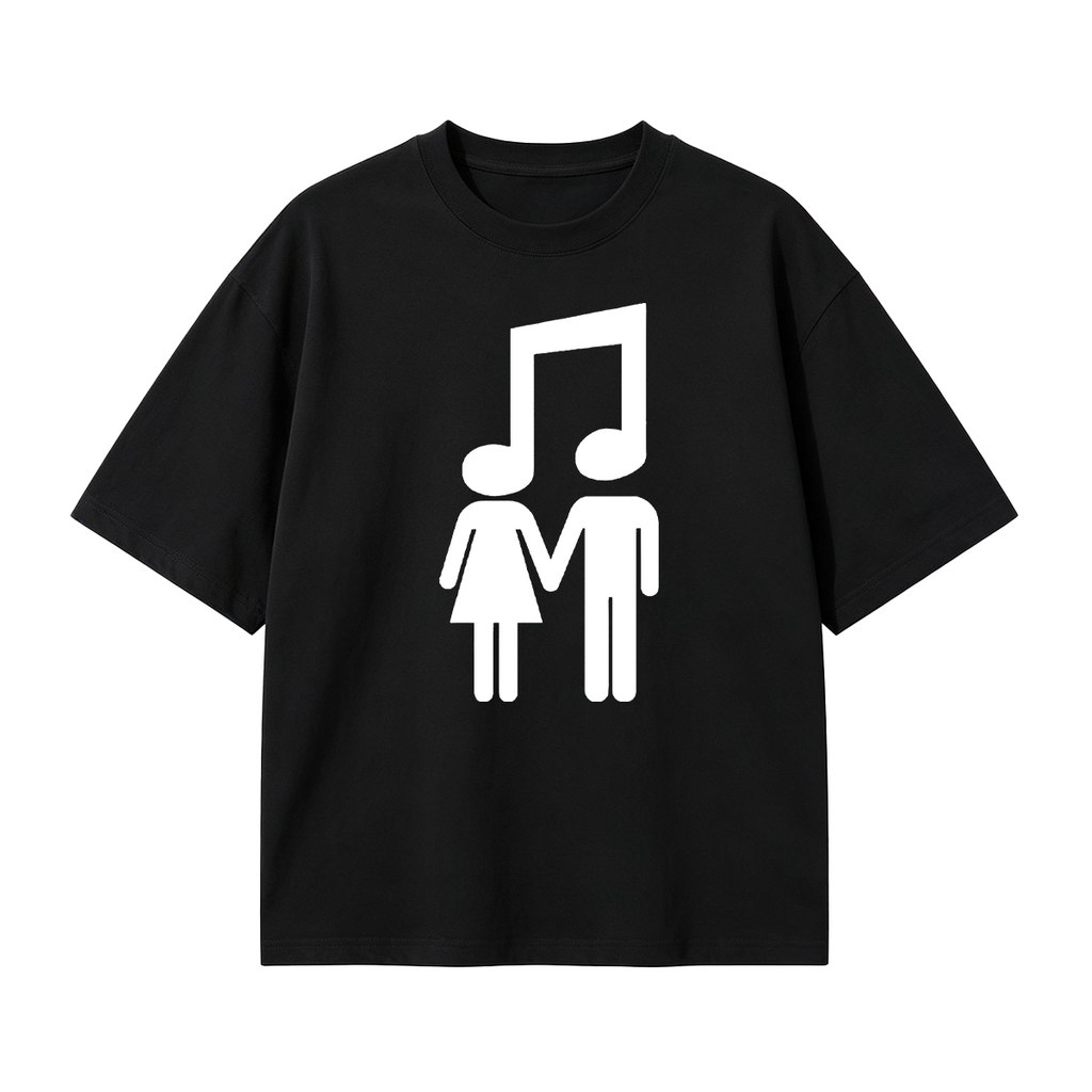 Music Note Couple Oversized T-shirt