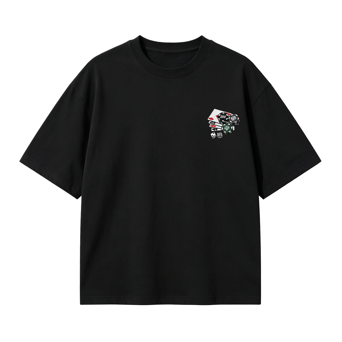 Embroidered Chips and Playing Cards T-shirt