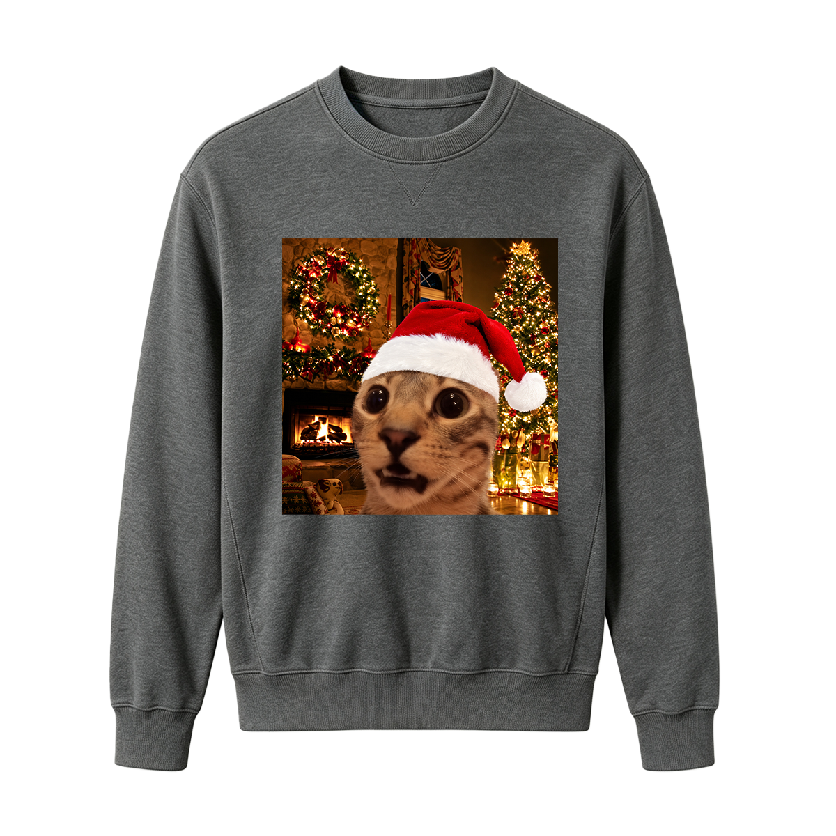 Funny Christmas Cat Oversized T-shirt