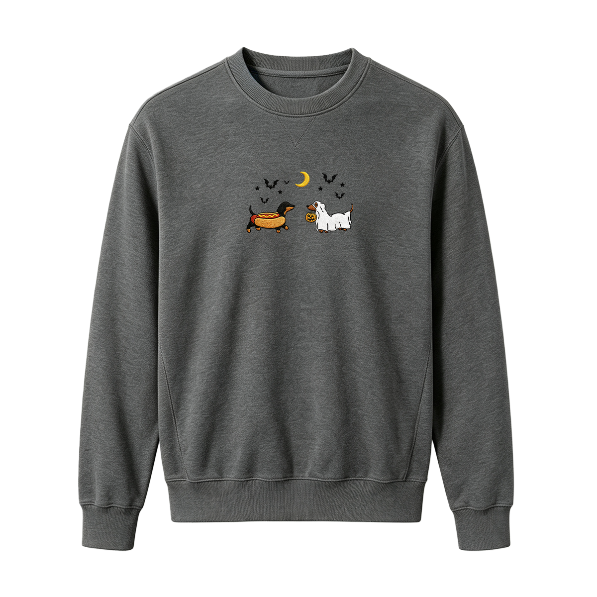 Embroidered Halloween Black and Brown & Brown Dachshunds Spooky Season Sweatshirt