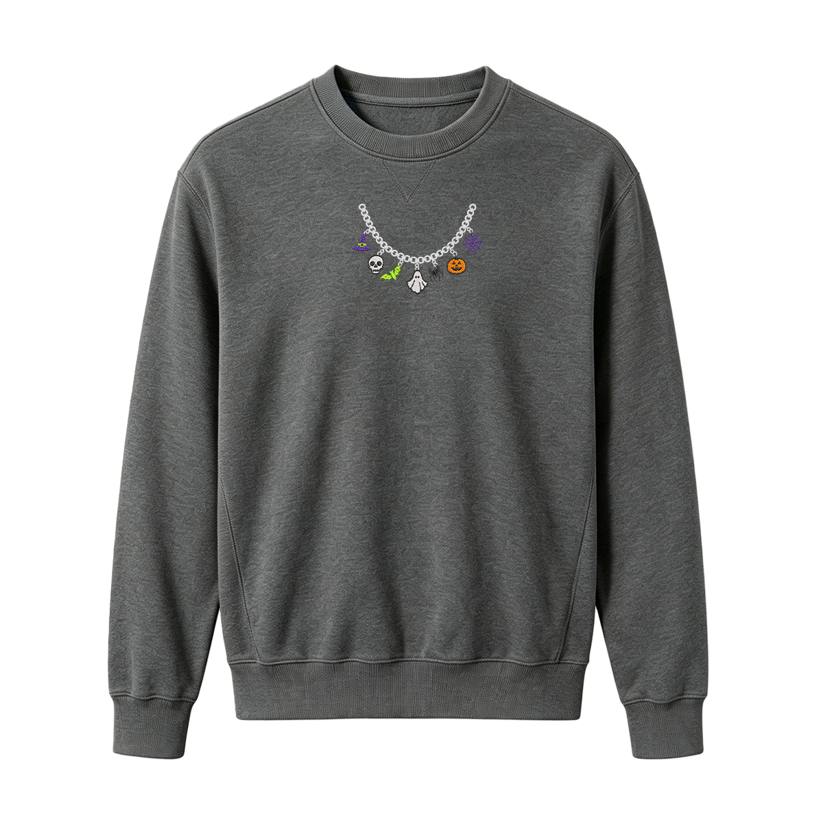 Spooky Season Necklace Charms Embroidered Halloween Sweatshirt