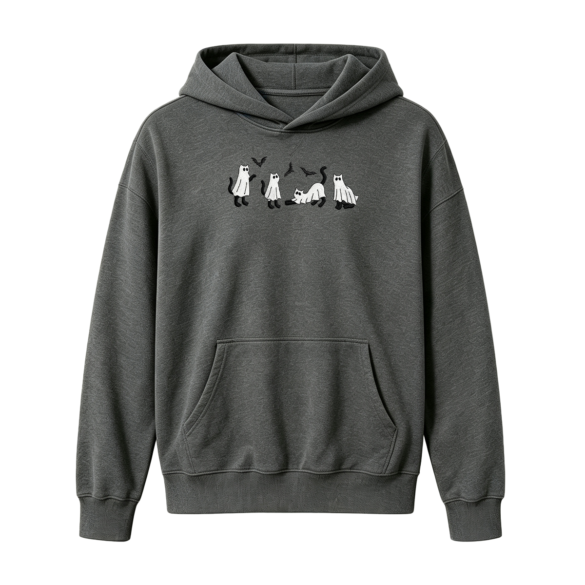 Embroidered Ghost Cats Halloween Hoodie
