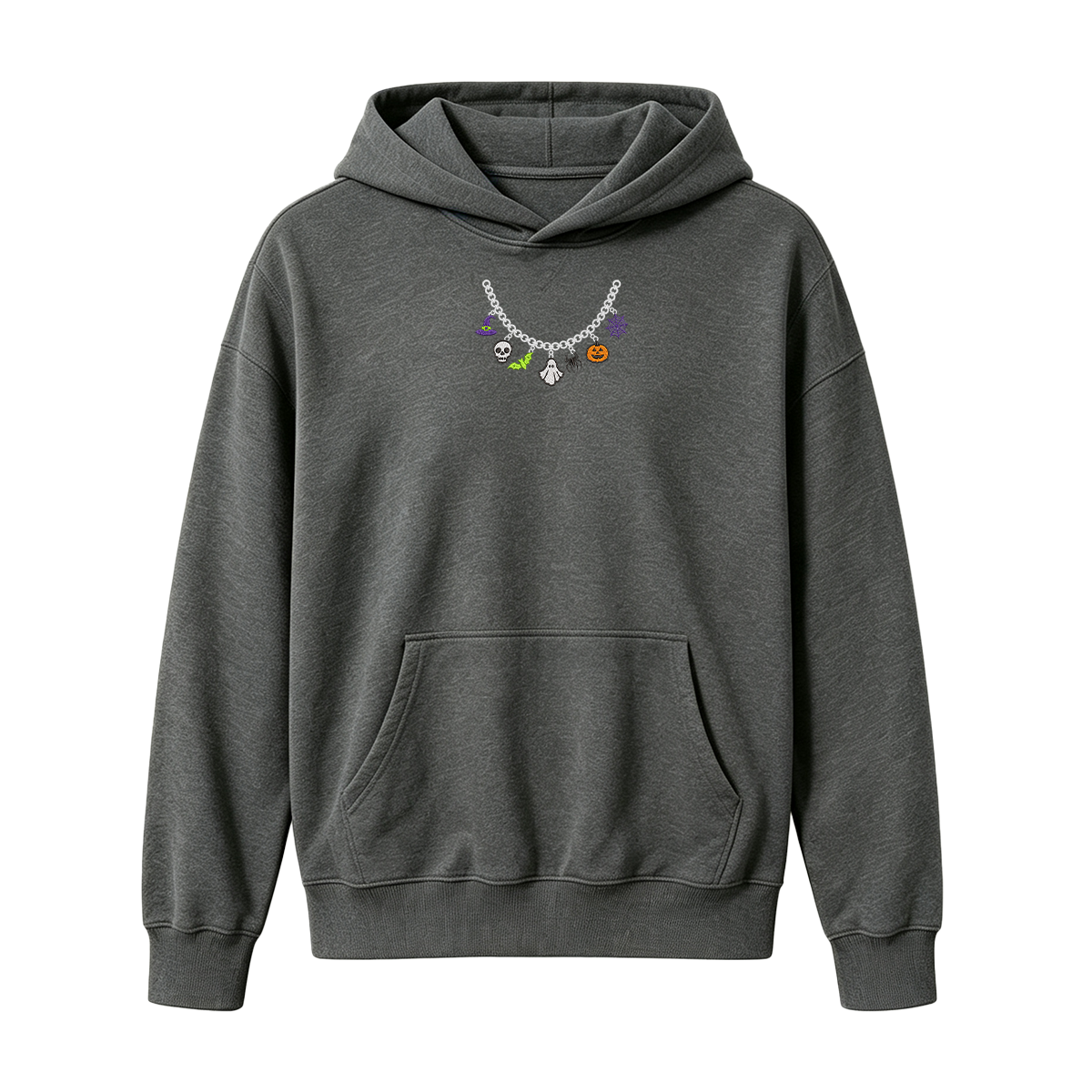 Spooky Season Necklace Charms Embroidered Halloween  Hoodie