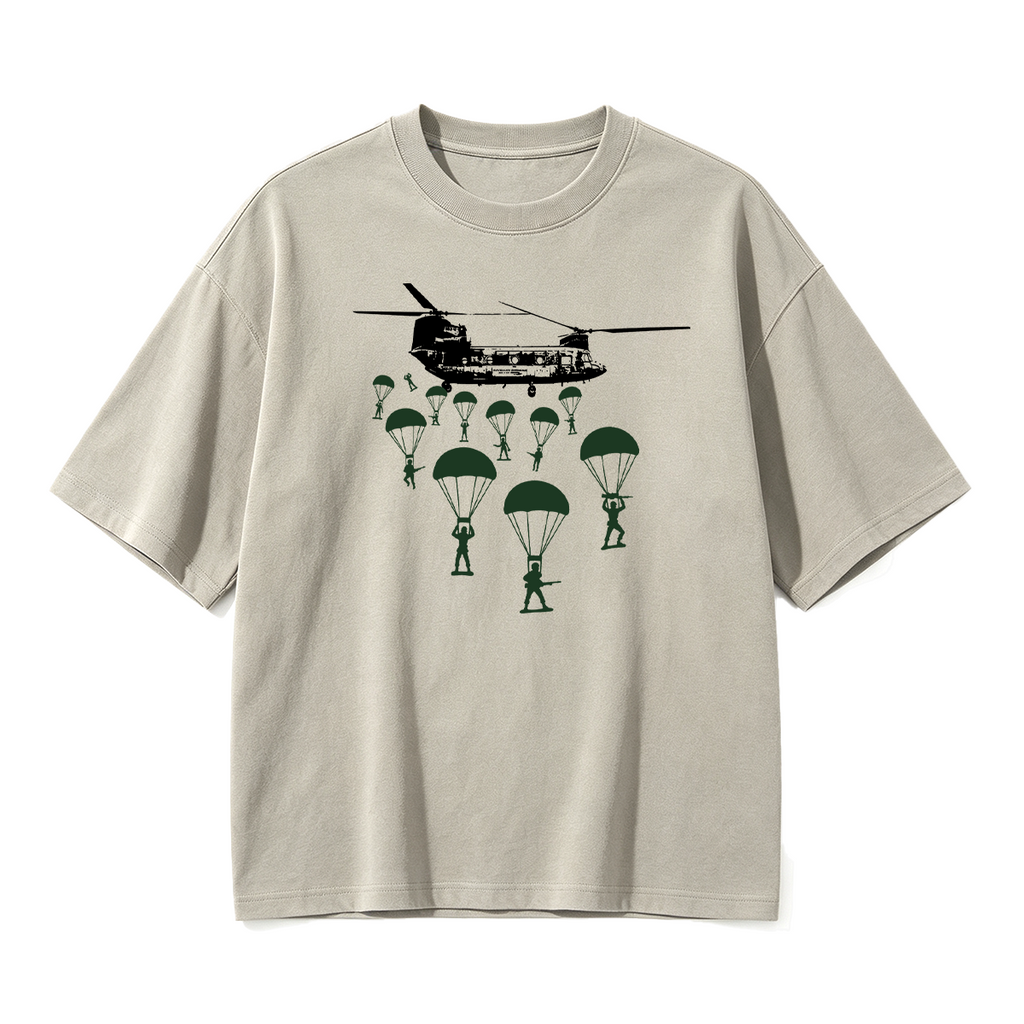 Paratroopers With Chinook Helicopter Oversized T-shirt