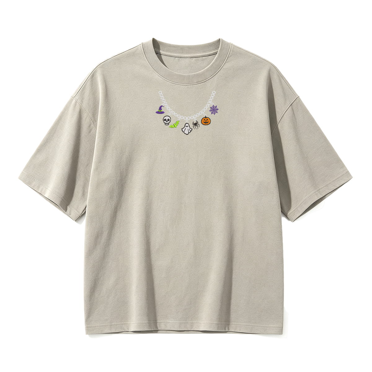 Spooky Season Necklace Charms Embroidered Halloween  T-shirt