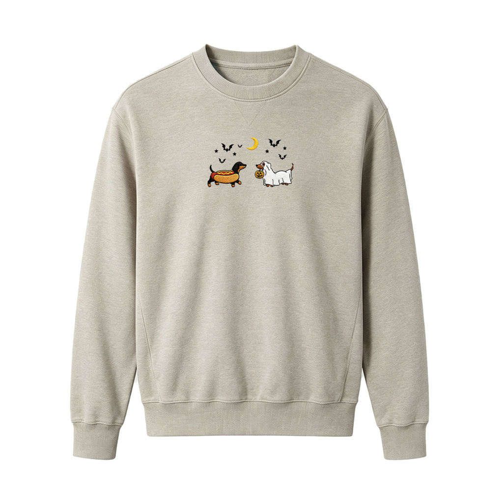 Embroidered Halloween Black and Brown & Brown Dachshunds Spooky Season Sweatshirt