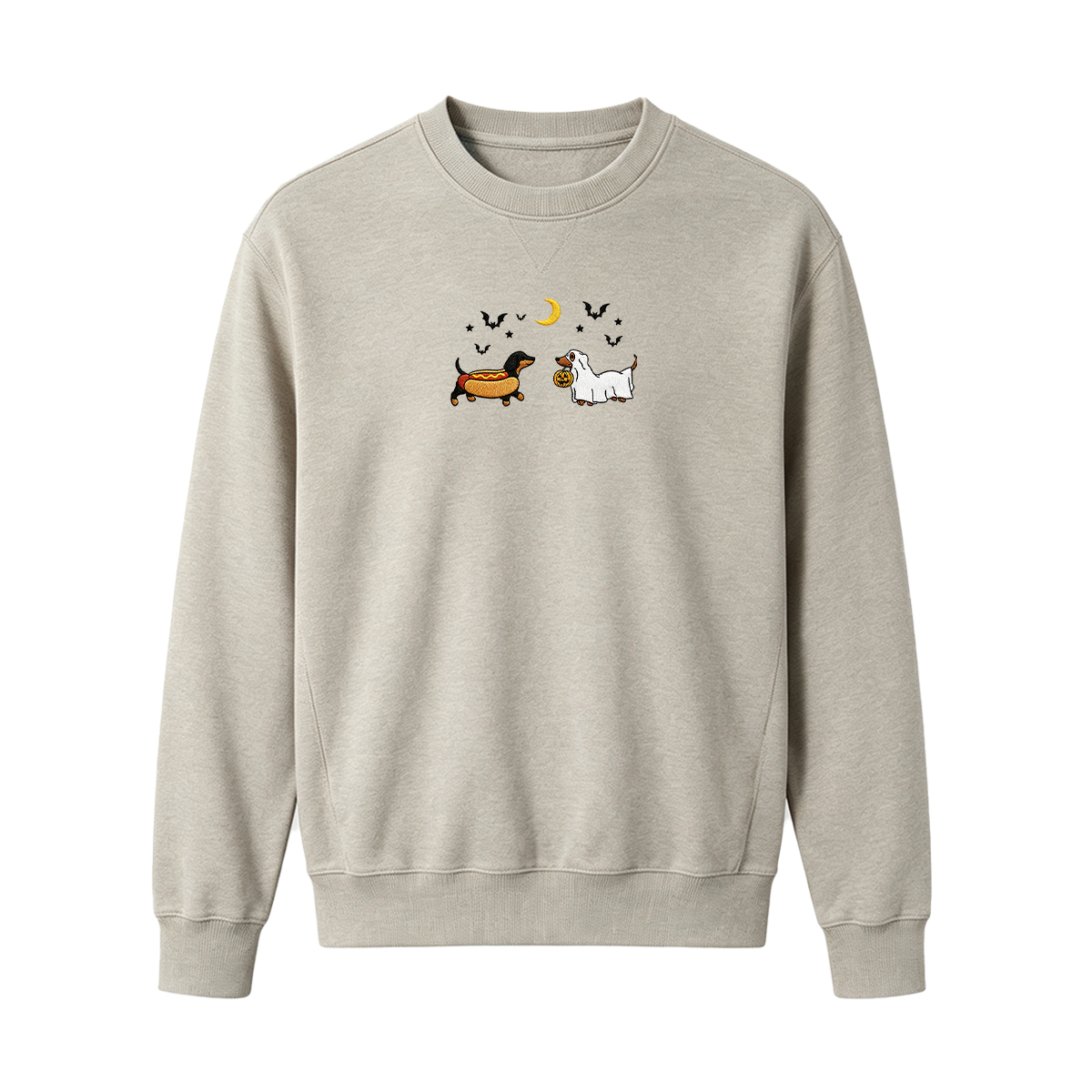 Embroidered Halloween Black and Brown & Brown Dachshunds Spooky Season Sweatshirt