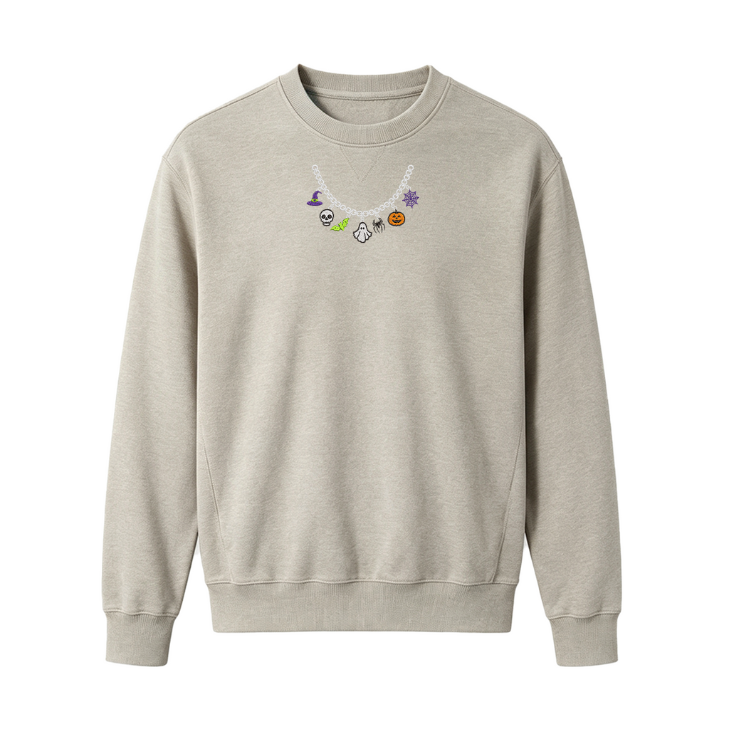 Spooky Season Necklace Charms Embroidered Halloween Sweatshirt
