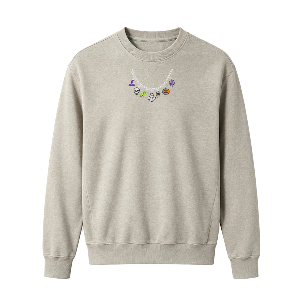 Spooky Season Necklace Charms Embroidered Halloween Sweatshirt