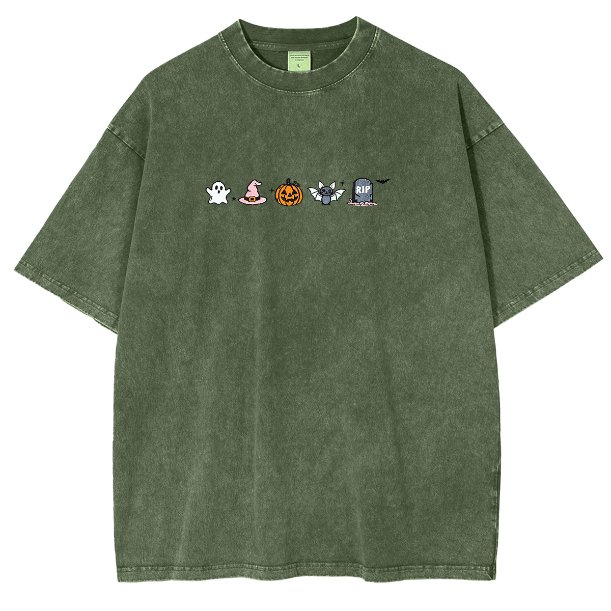 Embroidered Halloween  Weashed Shrit
