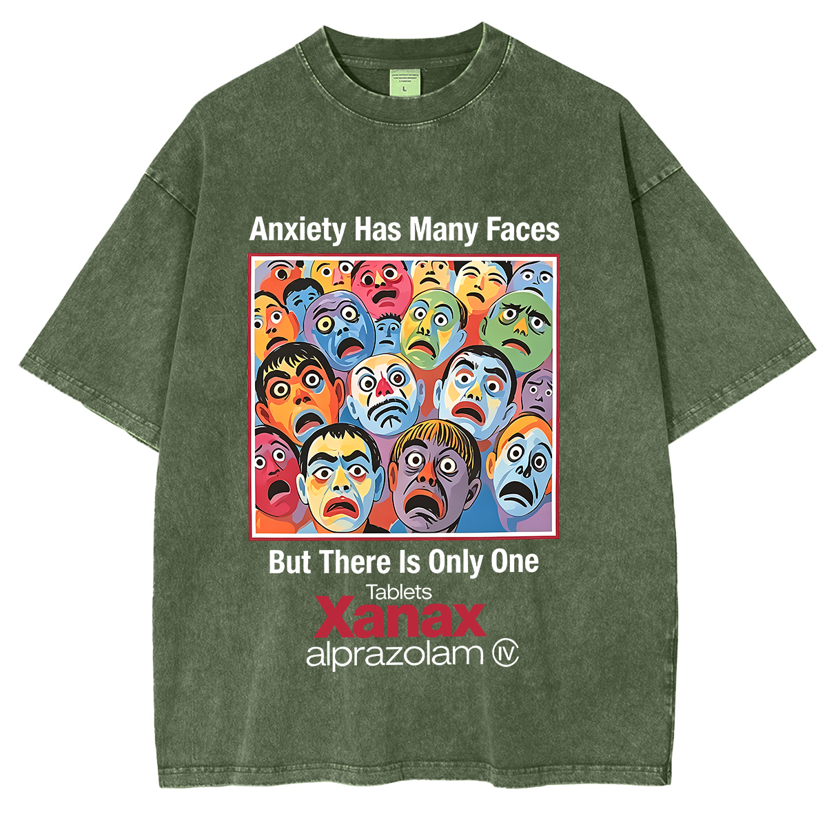 Anxiety Has Many Faces Washed T-shirt