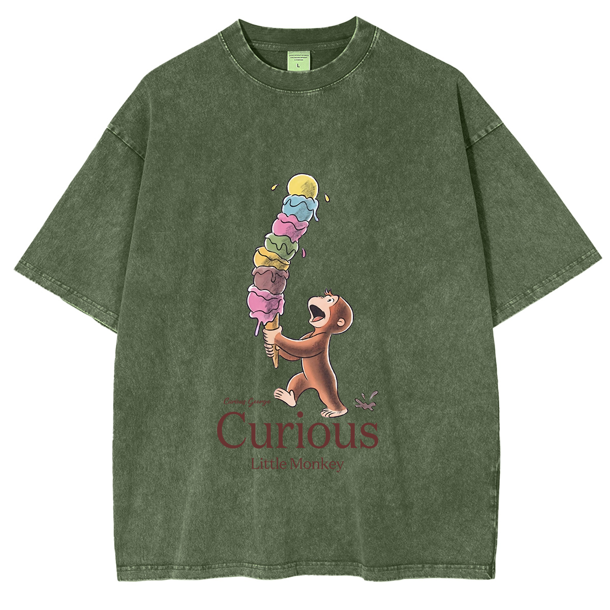 Curious George Has An Ice Cream Treat Oversized T-shirt