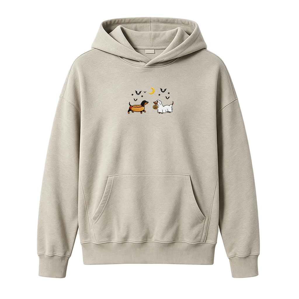 Embroidered Halloween Black and Brown & Brown Dachshunds Spooky Season  Hoodie