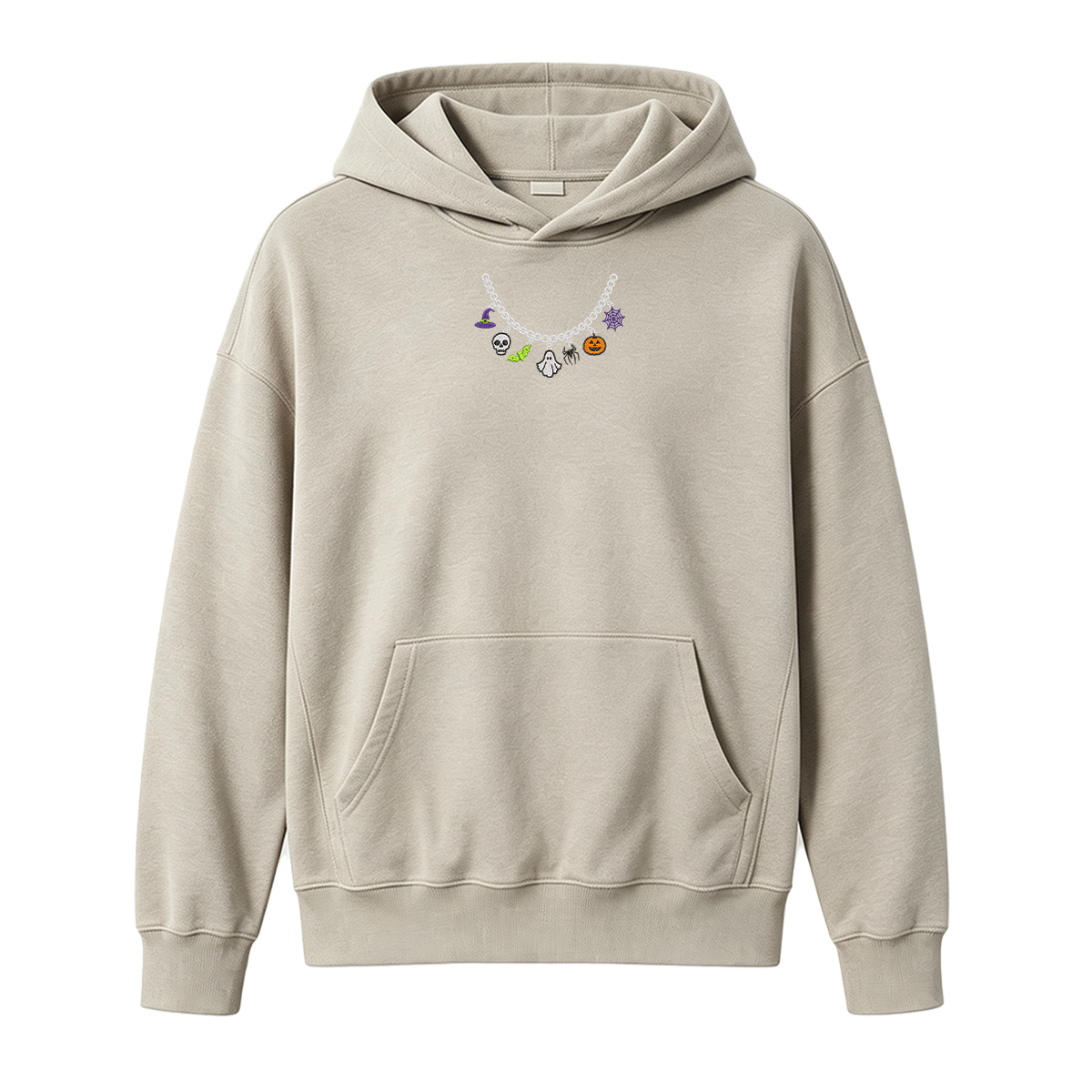 Spooky Season Necklace Charms Embroidered Halloween  Hoodie